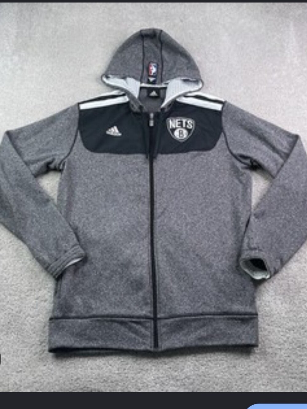 Adidas Small EUC Brooklyn Nets  Zip Hoodie NBA Fan Sweatshirt Rare Basketball